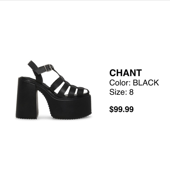 Steve Madden 5 Inch Platform Chant Sandals in Black - Picture 4 of 4